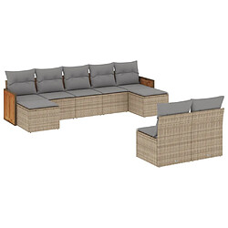 vidaXL Salon de jardin avec coussins 9 pcs beige résine tressée