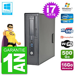 PC HP EliteDesk 800 G1 SFF i7-4770 RAM 16Go Disque 500Go Graveur DVD Wifi W7 - Occasion