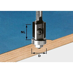 Fraise à araser avec plaquettes de rechange HW avec queue de 8mm FESTOOL HW S8 D19/20WM Z2 - 491082 