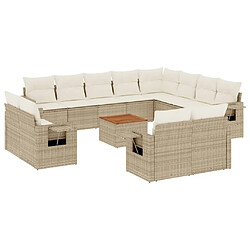 Maison Chic Salon de jardin avec coussins 13 pcs, Ensemble Tables et chaises de jardin, beige résine tressée -GKD599458