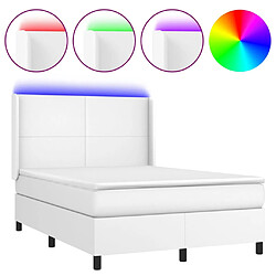 vidaXL Sommier à lattes de lit matelas LED Blanc 140x190 cm Similicuir