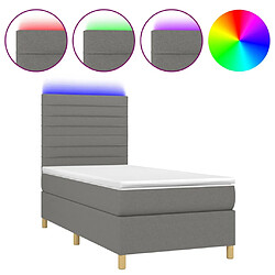 vidaXL Sommier à lattes de lit et matelas et LED Gris foncé 100x200 cm