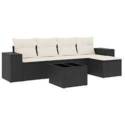 vidaXL Salon de jardin 6 pcs avec coussins noir résine tressée