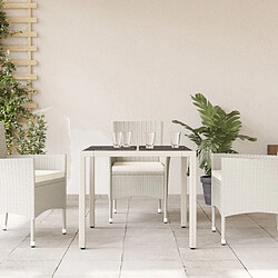 Avis Maison Chic Table de jardin | Table d'extérieur dessus en verre blanc 90x90x75cm résine tressée -GKD94489