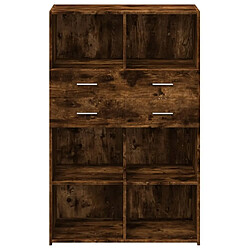 Avis vidaXL Buffet haut chêne fumé 80x42,5x124 cm bois d'ingénierie