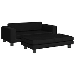 vidaXL Canapé avec repose-pied pour enfants noir 100x50x30 cm velours