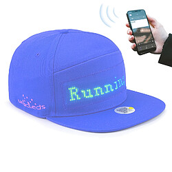 Casquette Connectéé Bluetooth Écran LED Personnalisable App Android iOS Bleu YONIS