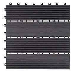 Decoshop26 Set de 11 dalles de terrasse aspect bois WPC pour balcon jardin terrasse 30x30cm 1m² base Anthracite linéaire 04_0005494