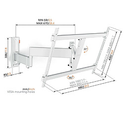 Support mural inclinable/orientable pour écrans 40" à 77" - TVM3645WHT - VOGEL'S