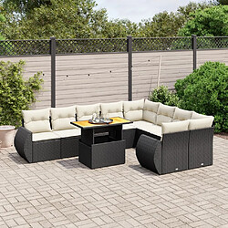 Maison Chic Salon de jardin 10 pcs avec coussins, Ensemble Tables et chaises d'extérieur noir résine tressée -GKD427530