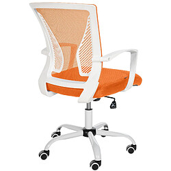 Decoshop26 Chaise de bureau hauteur réglable avec revêtement en maille respirante microfibre orange pieds métal blanc 10_0002697