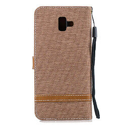 Avis Etui en PU tissu jean bicolore kaki pour votre Samsung Galaxy J6 Plus/J6 Prime