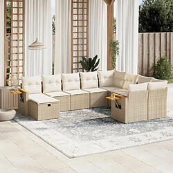 Maison Chic Salon de jardin avec coussins 10 pcs, Ensemble Tables et chaises de jardin, beige résine tressée -GKD349113