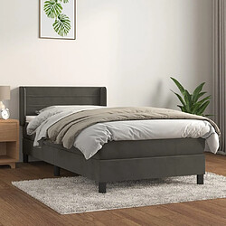 Maison Chic Lit Adulte - Lit simple Lit à sommier tapissier et matelas moelleux - Meuble de Chambre - Gris foncé 90x200 cm Velours -MN31454