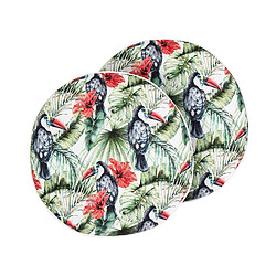 Beliani Lot de 2 coussins d'extérieur à motif de toucans multicolores d 40 cm MALLARE