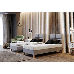 TRADA Lit d’hôtel 70x200 cm DUBAI avec matelas ressorts ensachés et la tête de lit - tissu velours