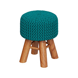 Rendez Vous Deco Petit tabouret tricot Lisa bleu 