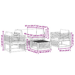 vidaXL Salon de jardin avec coussins 5 pcs Bois d'acacia solide pas cher