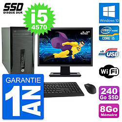 PC Tour HP ProDesk 400 G1 Ecran 22" i5-4570 RAM 8Go SSD 240Go Windows 10 Wifi - Occasion