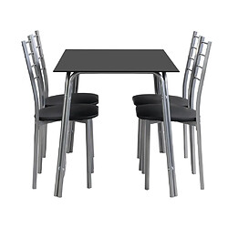 Acheter Vente-Unique Ensemble table + 4 chaises - Noir et chromé - VILIARI