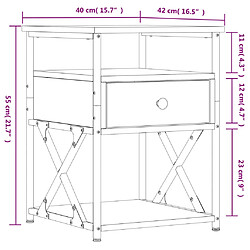 vidaXL Table de chevet sonoma gris 40x42x55 cm bois d'ingénierie pas cher