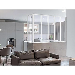 Vente-Unique Verrière d'angle atelier en aluminium thermolaqué - L150 x L60 x H105 cm - Blanc - BAYVIEW