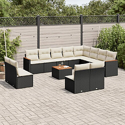 Maison Chic Salon de jardin avec coussins 13 pcs, Ensemble Tables et chaises de jardin, noir résine tressée -GKD616217