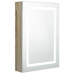 Maison Chic Armoire de salle de bain,Meuble de rangement,Meuble haut à miroir LED blanc et chêne 50x13x70cm -GKD475106