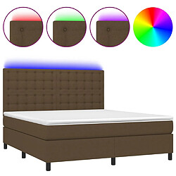 vidaXL Sommier à lattes de lit matelas et LED Marron foncé 160x200 cm