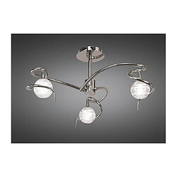 Luminaire Center Semi Plafonnier Dali 3 Ampoules G9, chrome poli Coloris : chrome poli Coloris de l'abat jour : givré/transparent Diamètre en Cm : 56 Hauteur en Cm : 28 Poids en Kilos : 2,2 Type d'ampoule : G9 Puissance Max