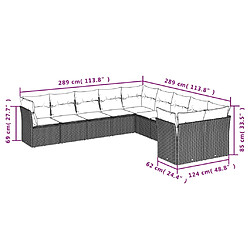 Avis vidaXL Salon de jardin avec coussins 10 pcs gris clair résine tressée