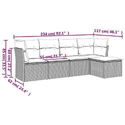 Avis vidaXL Salon de jardin avec coussins 5 pcs marron résine tressée