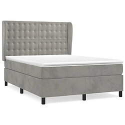 vidaXL Sommier à lattes de lit et matelas Gris clair 140x200cm Velours