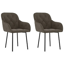 vidaXL Chaises à manger lot de 2 Gris foncé Velours