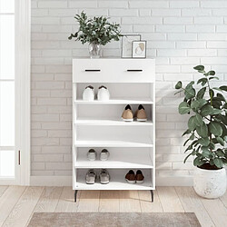 Maison Chic Armoire à Chaussures,Meuble de Rangement à Chaussures blanc 60x35x105 cm bois d'ingénierie -MN27027