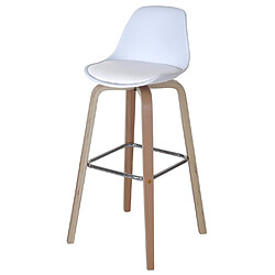 Mendler 2x tabouret de bar Palmdale, chaise de comptoir avec dossier ~ tissu, blanc