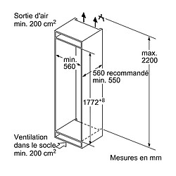 Acheter Réfrigérateur combiné intégrable à glissière60cm 270l - KIV875SF0 - BOSCH