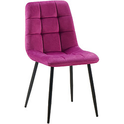 Decoshop26 Chaise de salle à manger x1 coutures forme carrées en velours violet pieds en métal noir 10_0001968