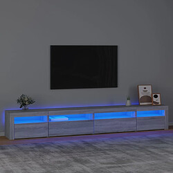 Maison Chic Meubles TV avec lumières LED - Banc TV pour salon Sonoma gris 270x35x40 cm -MN18223