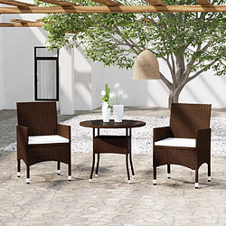 Maison Chic Mobilier à dîner 3 pcs de jardin - Ensemble table et chaises d'extérieur - Salon/Mobilier de jardin classique Résine tressée Marron -MN25241