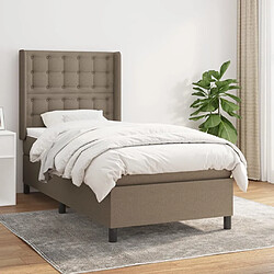 vidaXL Sommier à lattes de lit avec matelas Taupe 100x200 cm Tissu