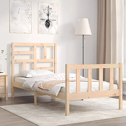 Maison Chic Cadre/structure de lit avec tête de lit pour adulte - Lit Moderne Chambre 90x200 cm bois massif -MN98405