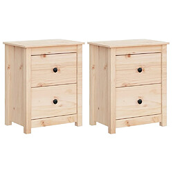 vidaXL Tables de chevet 2 pcs 50x35x61,5 cm Bois de pin massif