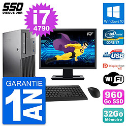 PC Lenovo M93p SFF Ecran 19" Intel i7-4790 RAM 32Go SSD 960Go Windows 10 Wifi · Occasion 