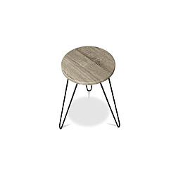 Avis ICONIK INTERIOR Ensemble de 2 tables d'appoint - Design industriel - Bois et métal - Hairpin Bois naturel