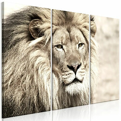 Paris Prix Tableau 3 Panneaux The King of Beasts Beige 60 x 90 cm 