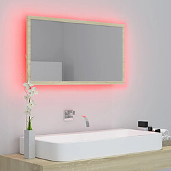 Acheter vidaXL Miroir LED de salle de bain Chêne sonoma 80x8,5x37 cm Acrylique