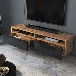 Avis Selsey Meuble TV - REDNAW - 140 cm - chêne wotan / noir brillant