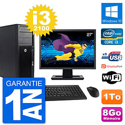 PC Tour HP Z210 Ecran 27" Intel i3-2100 RAM 8Go Disque Dur 1To Windows 10 Wifi · Occasion 