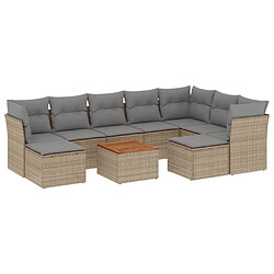 vidaXL Salon de jardin et coussins 10 pcs mélange beige résine tressée